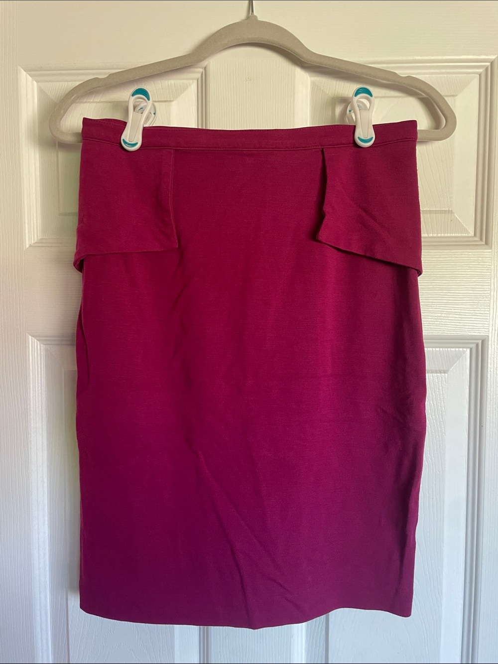 Fuchsia Fold-Over Pencil Skirt